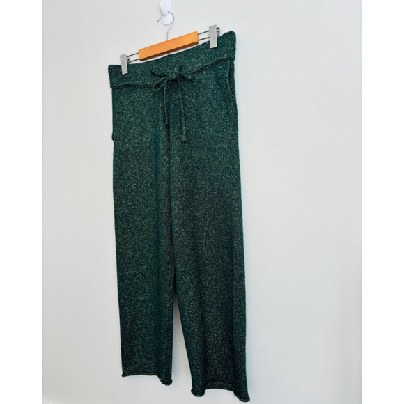 Zara Metallic Green & Gold Knit Casual Lounge Pants With Pockets Women’s Size S - Picture 4 of 13
